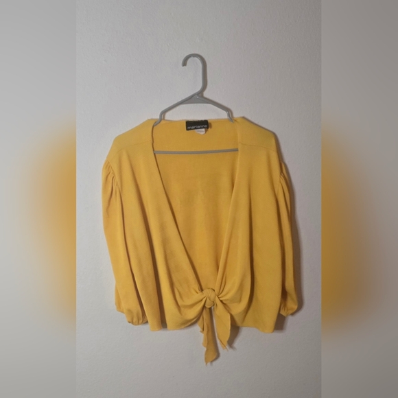 Marianne Tops - Marianne Mustard Yellow Tie Front Blouse Open Boho Fall Cardigan Top 2X